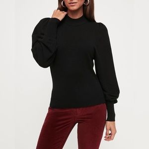 NWT Express Mock Neck Puff Ribbed Sweater Medium